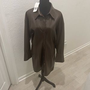 Faux chocolate leather dress dice X-Large